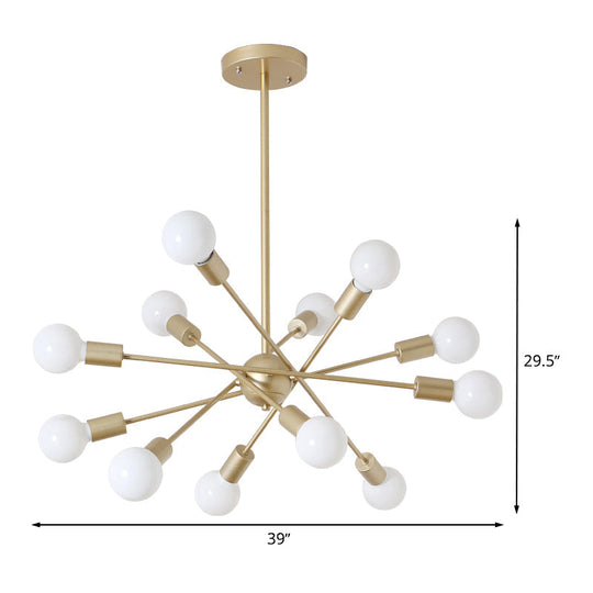 Gold Finish Sputnik Chandelier - Industrial Style 6/8 Light Suspension For Dining Room