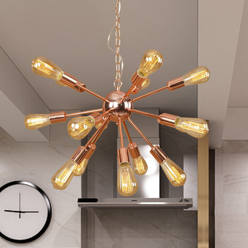 Retro Copper/Chrome Chandelier - Stylish 9/12 Lights Pendant Light for Over Table