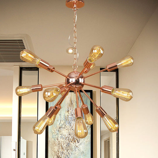 Retro Copper/Chrome Chandelier - Stylish 9/12 Lights Pendant Light for Over Table