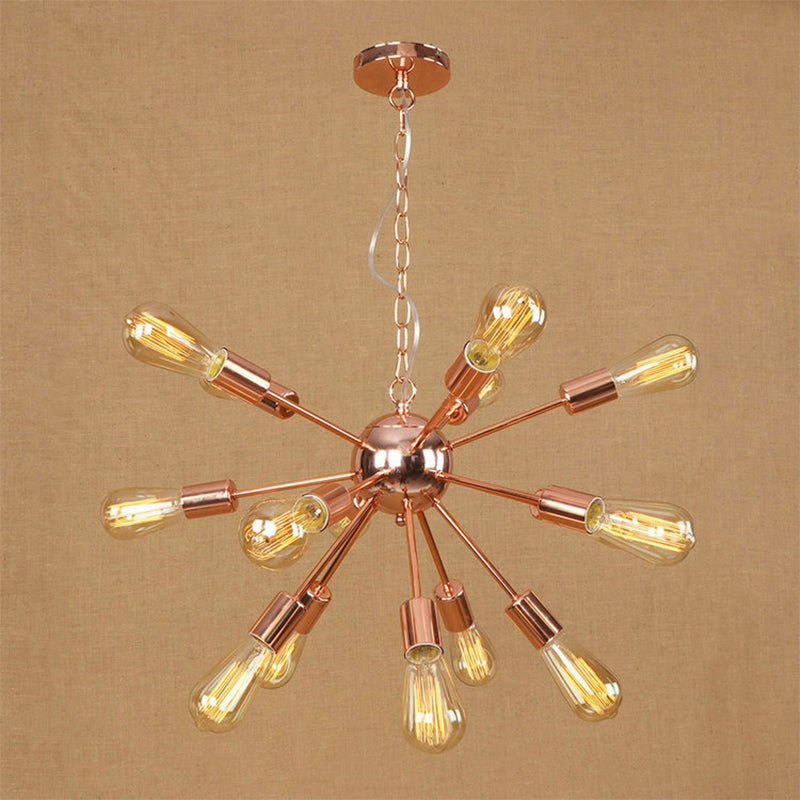 Retro Copper/Chrome Chandelier - Stylish 9/12 Lights Pendant Light for Over Table