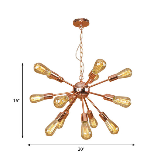 Copper/Chrome Sputnik Chandelier - Retro Metal Pendant Light With 9/12 Lights Stylish Ceiling Lamp