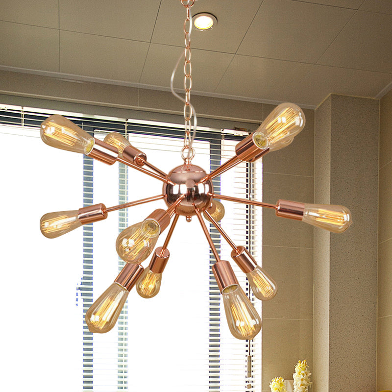 Retro Copper/Chrome Chandelier - Stylish 9/12 Lights Pendant Light for Over Table