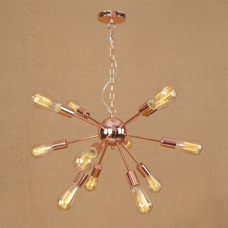 Retro Copper/Chrome Chandelier - Stylish 9/12 Lights Pendant Light for Over Table