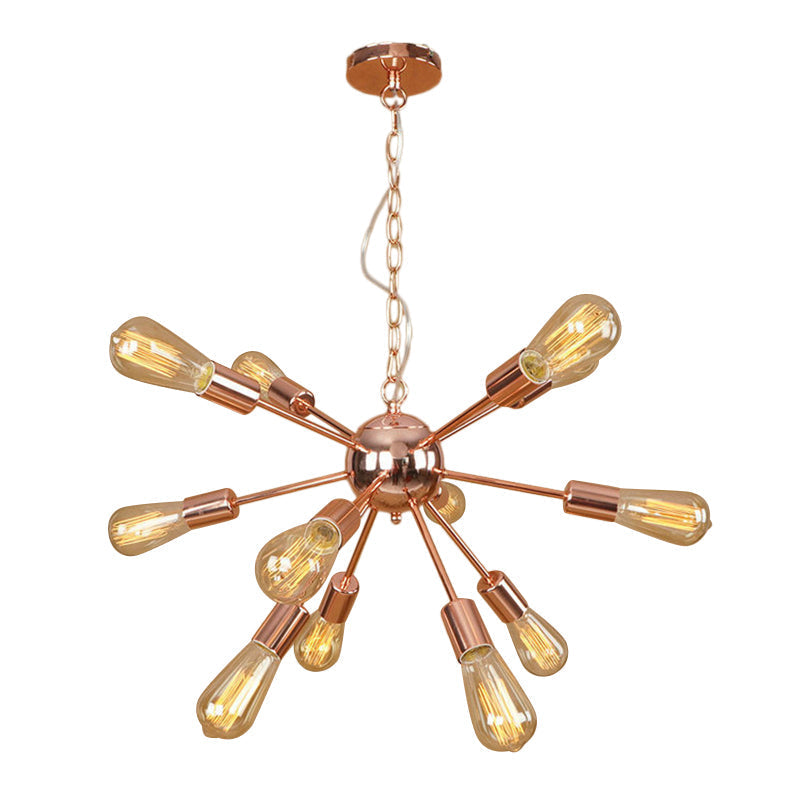 Retro Copper/Chrome Chandelier - Stylish 9/12 Lights Pendant Light for Over Table