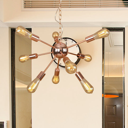 Retro Copper/Chrome Chandelier - Stylish 9/12 Lights Pendant Light for Over Table