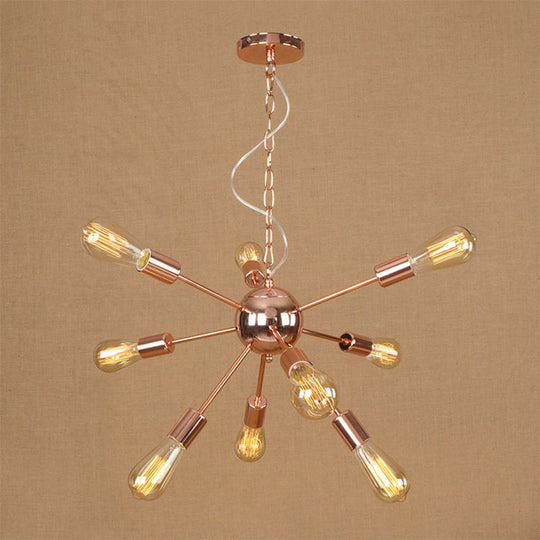 Retro Copper/Chrome Chandelier - Stylish 9/12 Lights Pendant Light for Over Table