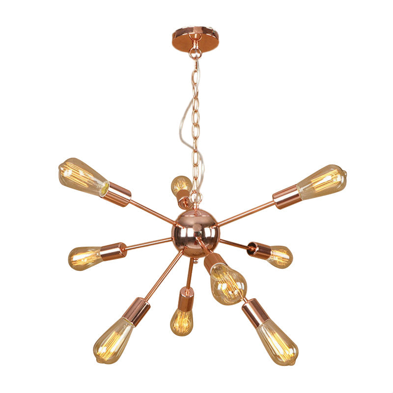 Copper/Chrome Sputnik Chandelier - Retro Metal Pendant Light With 9/12 Lights Stylish Ceiling Lamp