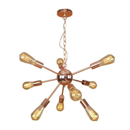 Copper/Chrome Sputnik Chandelier - Retro Metal Pendant Light With 9/12 Lights Stylish Ceiling Lamp