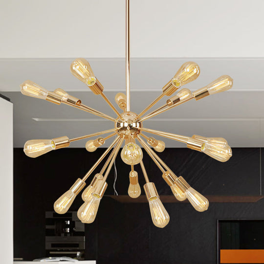 Copper/Chrome Sputnik Chandelier - Retro Metal Pendant Light With 9/12 Lights Stylish Ceiling Lamp