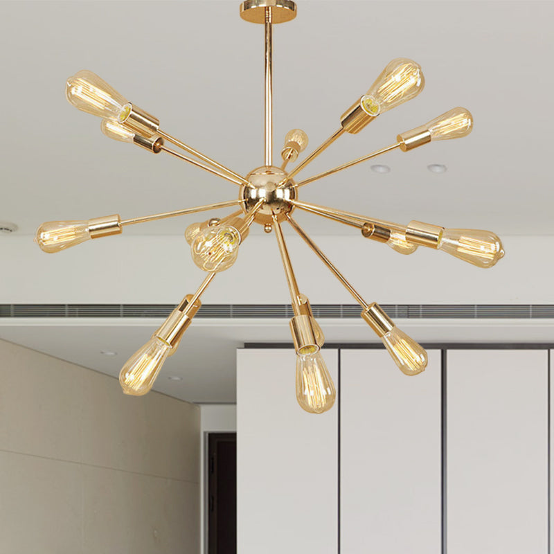 Copper/Chrome Sputnik Chandelier - Retro Metal Pendant Light With 9/12 Lights Stylish Ceiling Lamp