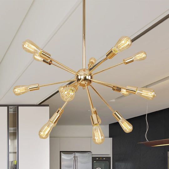 Copper/Chrome Sputnik Chandelier - Retro Metal Pendant Light With 9/12 Lights Stylish Ceiling Lamp