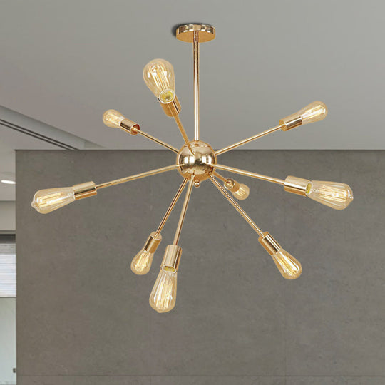 Copper/Chrome Sputnik Chandelier - Retro Metal Pendant Light With 9/12 Lights Stylish Ceiling Lamp