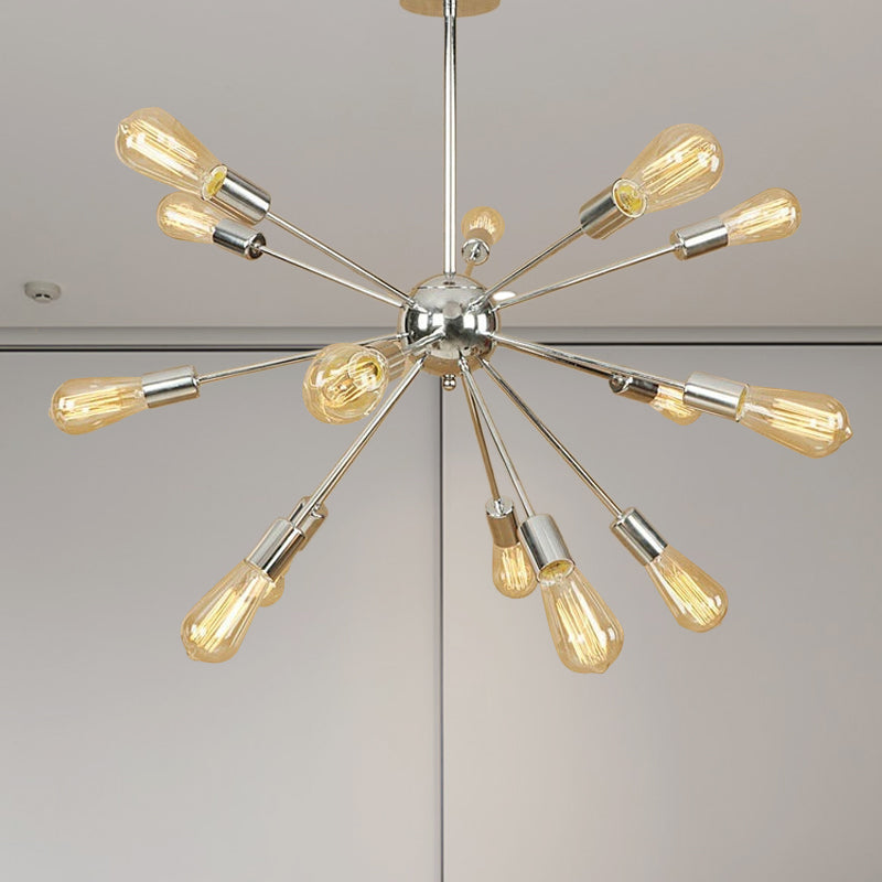 Copper/Chrome Sputnik Chandelier - Retro Metal Pendant Light With 9/12 Lights Stylish Ceiling Lamp