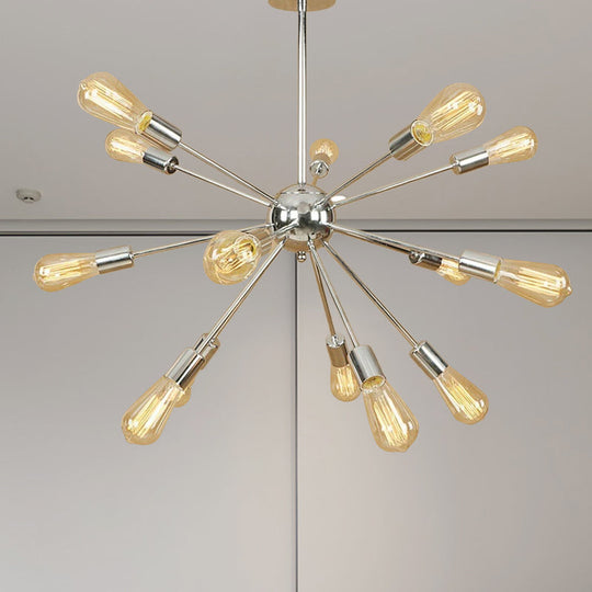 Copper/Chrome Sputnik Chandelier - Retro Metal Pendant Light With 9/12 Lights Stylish Ceiling Lamp