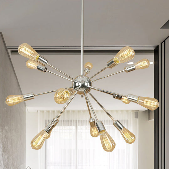 Copper/Chrome Sputnik Chandelier - Retro Metal Pendant Light With 9/12 Lights Stylish Ceiling Lamp