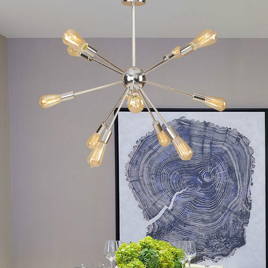 Retro Copper/Chrome Chandelier - Stylish 9/12 Lights Pendant Light for Over Table