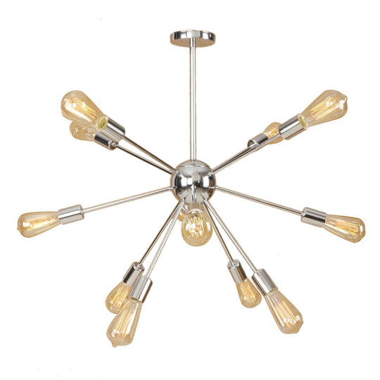 Retro Copper/Chrome Chandelier - Stylish 9/12 Lights Pendant Light for Over Table