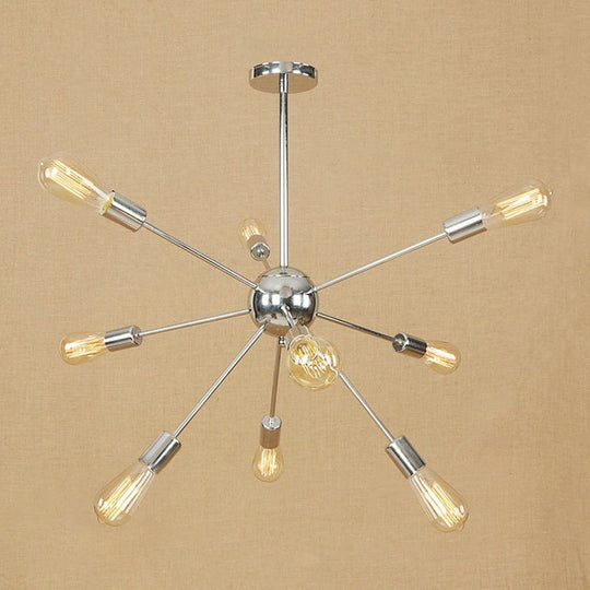 Retro Copper/Chrome Chandelier - Stylish 9/12 Lights Pendant Light for Over Table