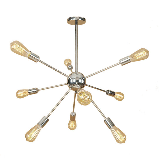 Copper/Chrome Sputnik Chandelier - Retro Metal Pendant Light With 9/12 Lights Stylish Ceiling Lamp