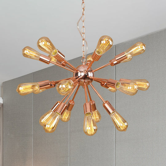 Modern Farmhouse Iron Chandelier Light - 18/21 Lights Copper/Gold Finish Sputnik Ceiling Fixture For