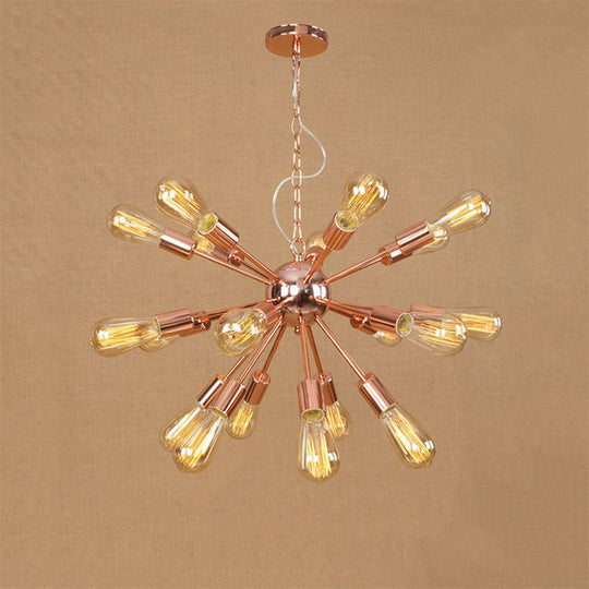 Modern Farmhouse Iron Chandelier Light - 18/21 Lights Copper/Gold Finish Sputnik Ceiling Fixture For