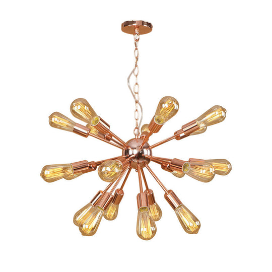 Modern Farmhouse Iron Chandelier Light - 18/21 Lights Copper/Gold Finish Sputnik Ceiling Fixture For