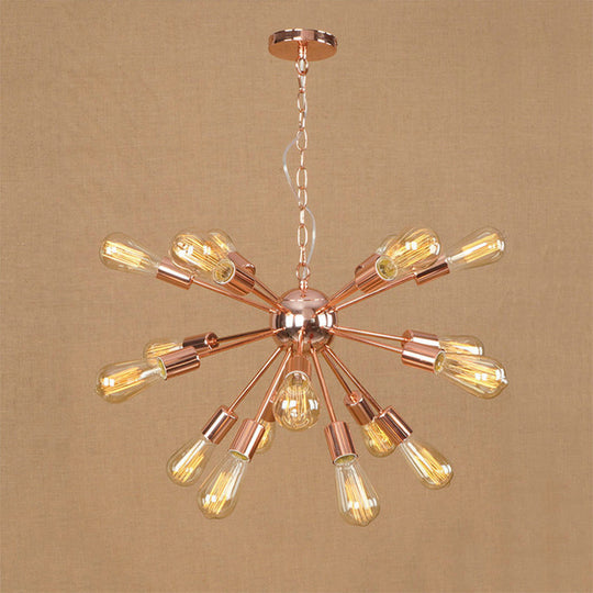 Modern Farmhouse Iron Chandelier Light - 18/21 Lights Copper/Gold Finish Sputnik Ceiling Fixture For