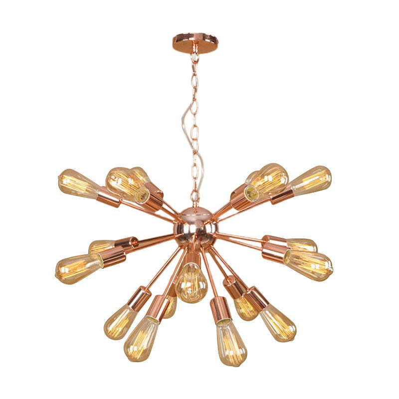 Farmhouse 18/21-Light Iron Chandelier: Copper/Gold Sputnik Ceiling Fixture for Dining Room