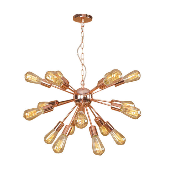 Modern Farmhouse Iron Chandelier Light - 18/21 Lights Copper/Gold Finish Sputnik Ceiling Fixture For