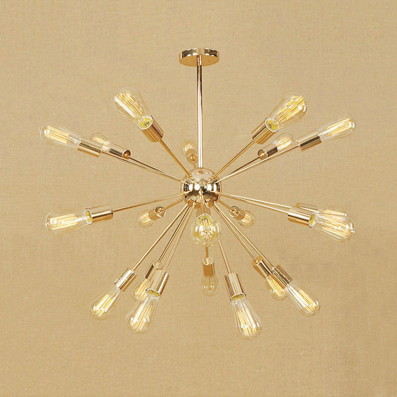 Farmhouse 18/21-Light Iron Chandelier: Copper/Gold Sputnik Ceiling Fixture for Dining Room