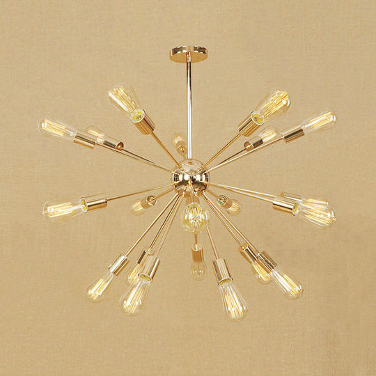 Modern Farmhouse Iron Chandelier Light - 18/21 Lights Copper/Gold Finish Sputnik Ceiling Fixture For