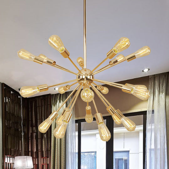 Farmhouse 18/21-Light Iron Chandelier: Copper/Gold Sputnik Ceiling Fixture for Dining Room