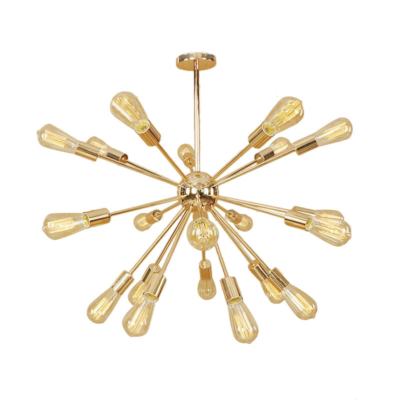 Farmhouse 18/21-Light Iron Chandelier: Copper/Gold Sputnik Ceiling Fixture for Dining Room