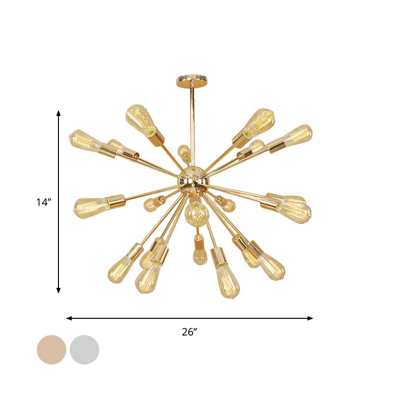 Farmhouse 18/21-Light Iron Chandelier: Copper/Gold Sputnik Ceiling Fixture for Dining Room