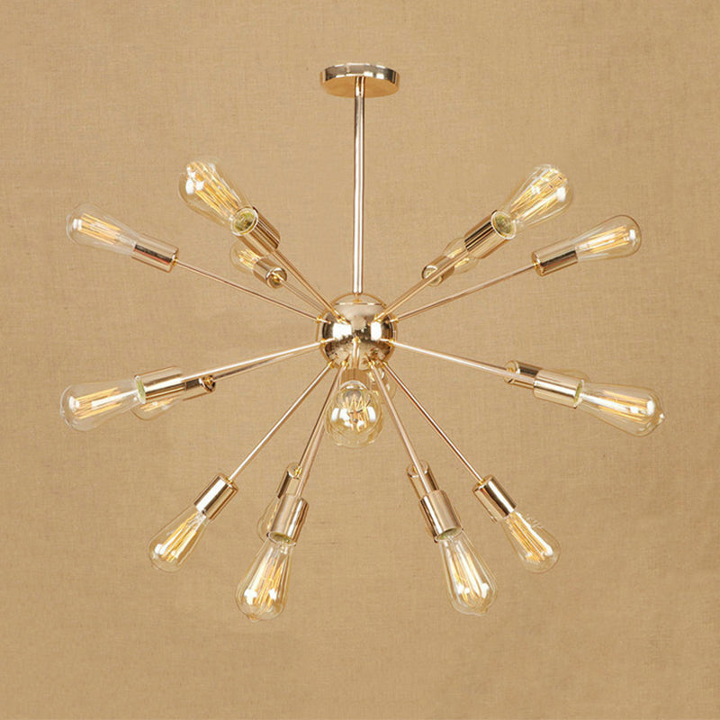 Farmhouse 18/21-Light Iron Chandelier: Copper/Gold Sputnik Ceiling Fixture for Dining Room