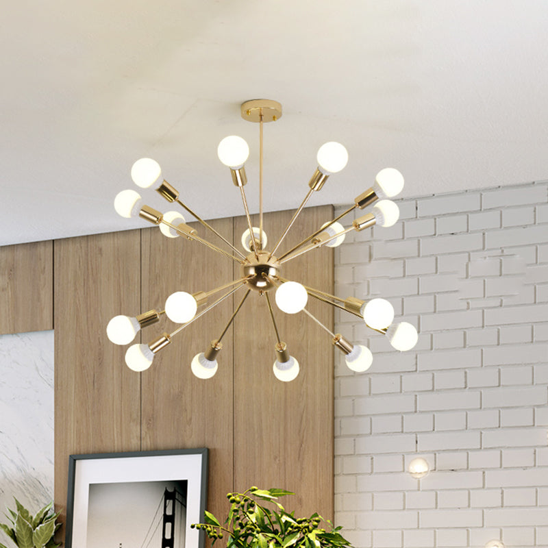 Farmhouse 18/21-Light Iron Chandelier: Copper/Gold Sputnik Ceiling Fixture for Dining Room