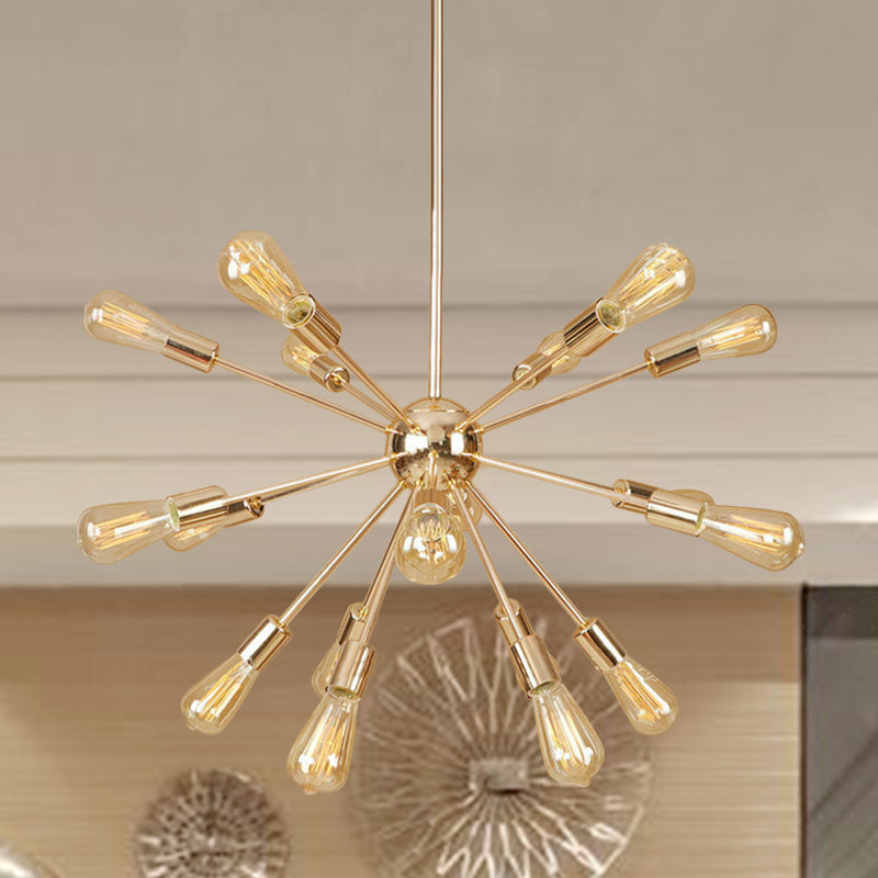 Farmhouse 18/21-Light Iron Chandelier: Copper/Gold Sputnik Ceiling Fixture for Dining Room