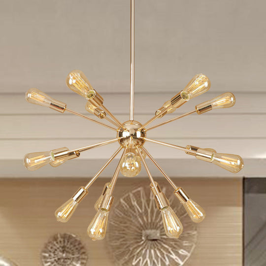 Farmhouse 18/21-Light Iron Chandelier: Copper/Gold Sputnik Ceiling Fixture for Dining Room