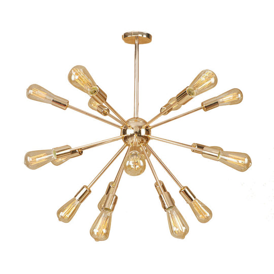 Farmhouse 18/21-Light Iron Chandelier: Copper/Gold Sputnik Ceiling Fixture for Dining Room