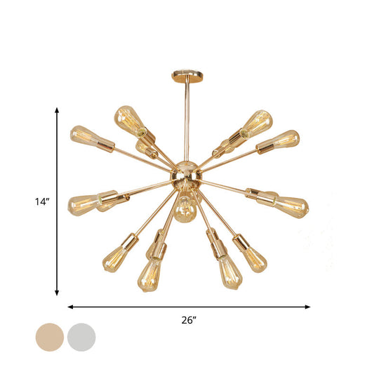 Farmhouse 18/21-Light Iron Chandelier: Copper/Gold Sputnik Ceiling Fixture for Dining Room