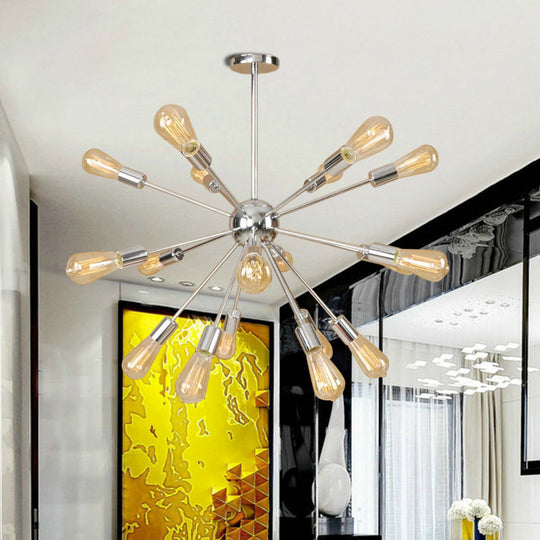 Farmhouse 18/21-Light Iron Chandelier: Copper/Gold Sputnik Ceiling Fixture for Dining Room