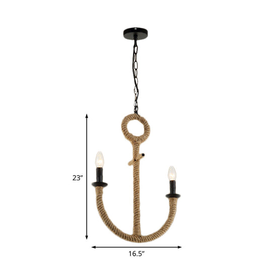 Anchor Design Chandelier Pendant Light - Lodge 2-Head Dining Room Ceiling Fixture (Beige)