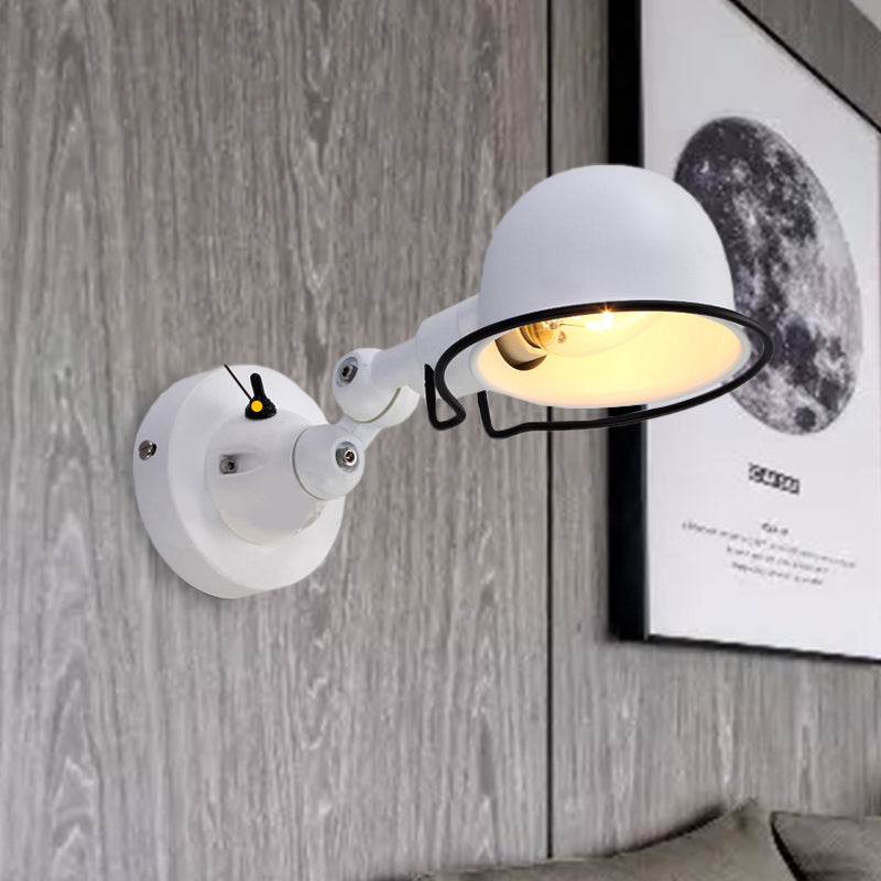 Rust/White Dome Wall Lamp Sconce - Retro Style Adjustable Lighting For Dining Room