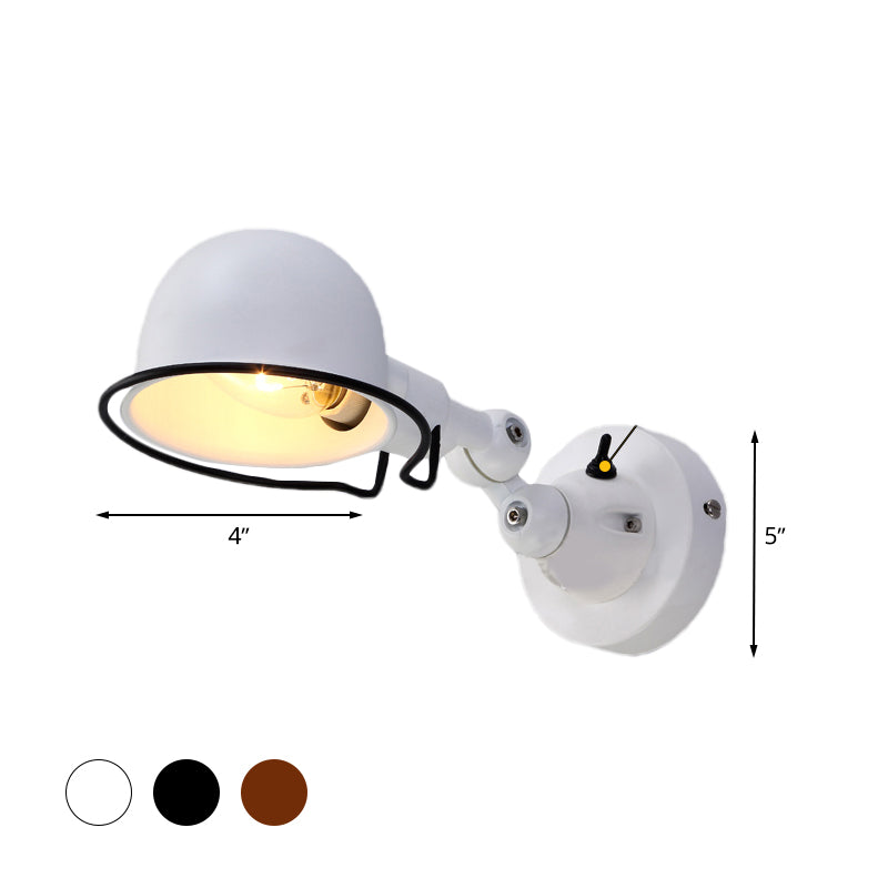 Rust/White Dome Wall Lamp Sconce - Retro Style Adjustable Lighting For Dining Room