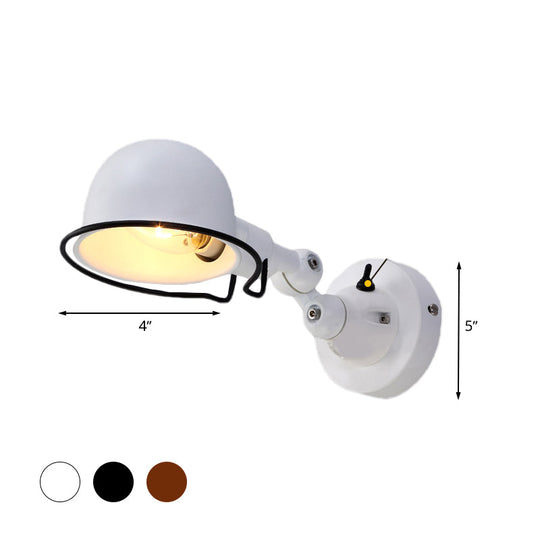 Rust/White Dome Wall Lamp Sconce - Retro Style Adjustable Lighting For Dining Room