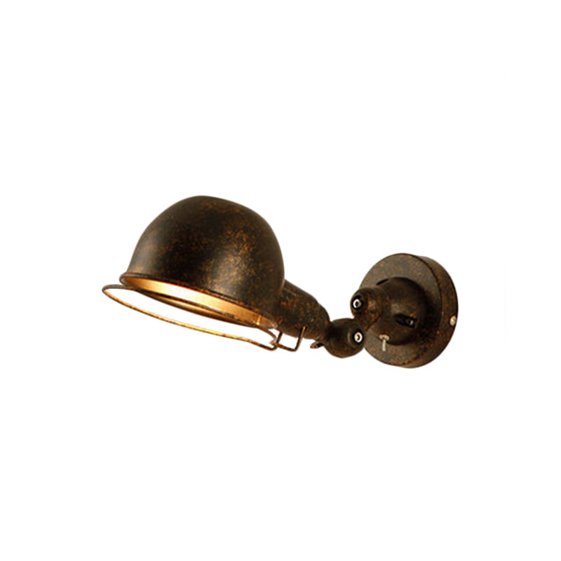 Rust/White Dome Wall Lamp Sconce - Retro Style Adjustable Lighting For Dining Room