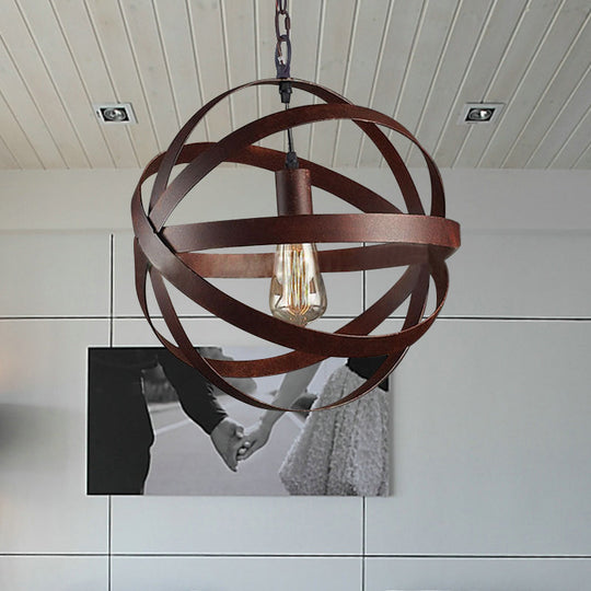 Copper Pendant Light: Weathered Industrial Metal - One Bulb Hanging Lamp For Living Room