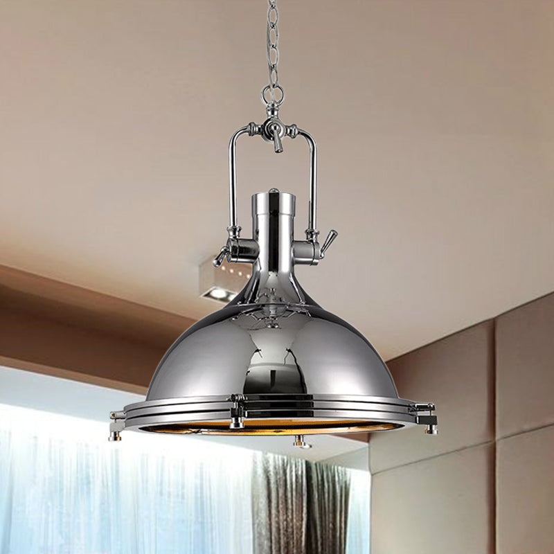 Industrial Nickel Pendant Light with Swivel Joint for Kitchen - Elegant and Bright