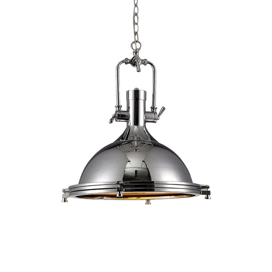 Industrial Nickel Pendant Light with Swivel Joint for Kitchen - Elegant and Bright