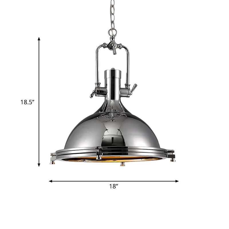 Industrial Nickel Pendant Light with Swivel Joint for Kitchen - Elegant and Bright